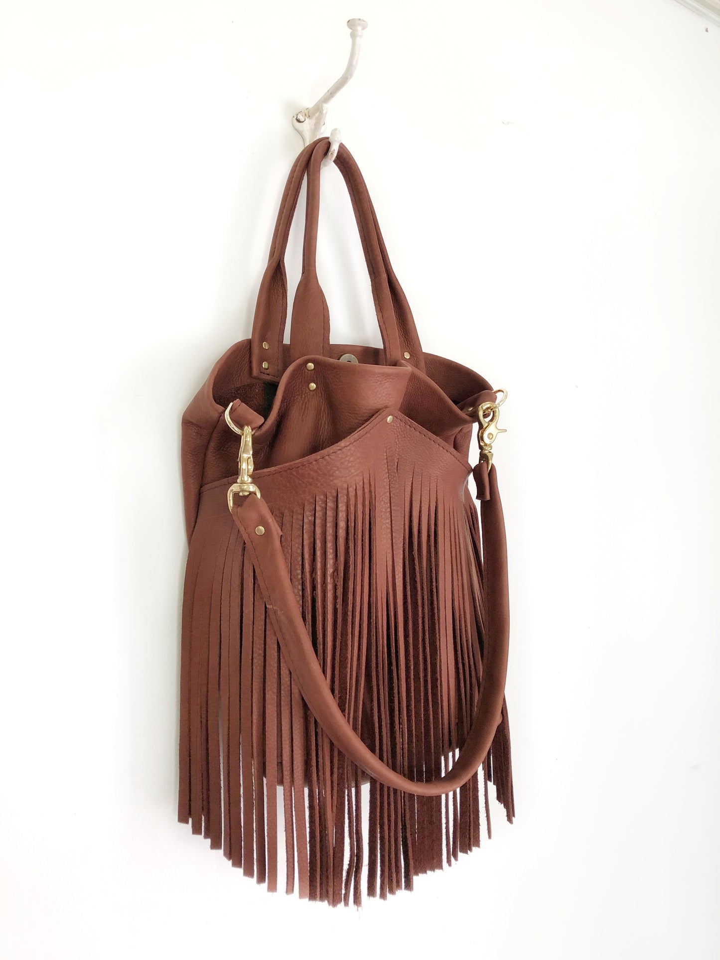 Cognac Fringe Tote Bag