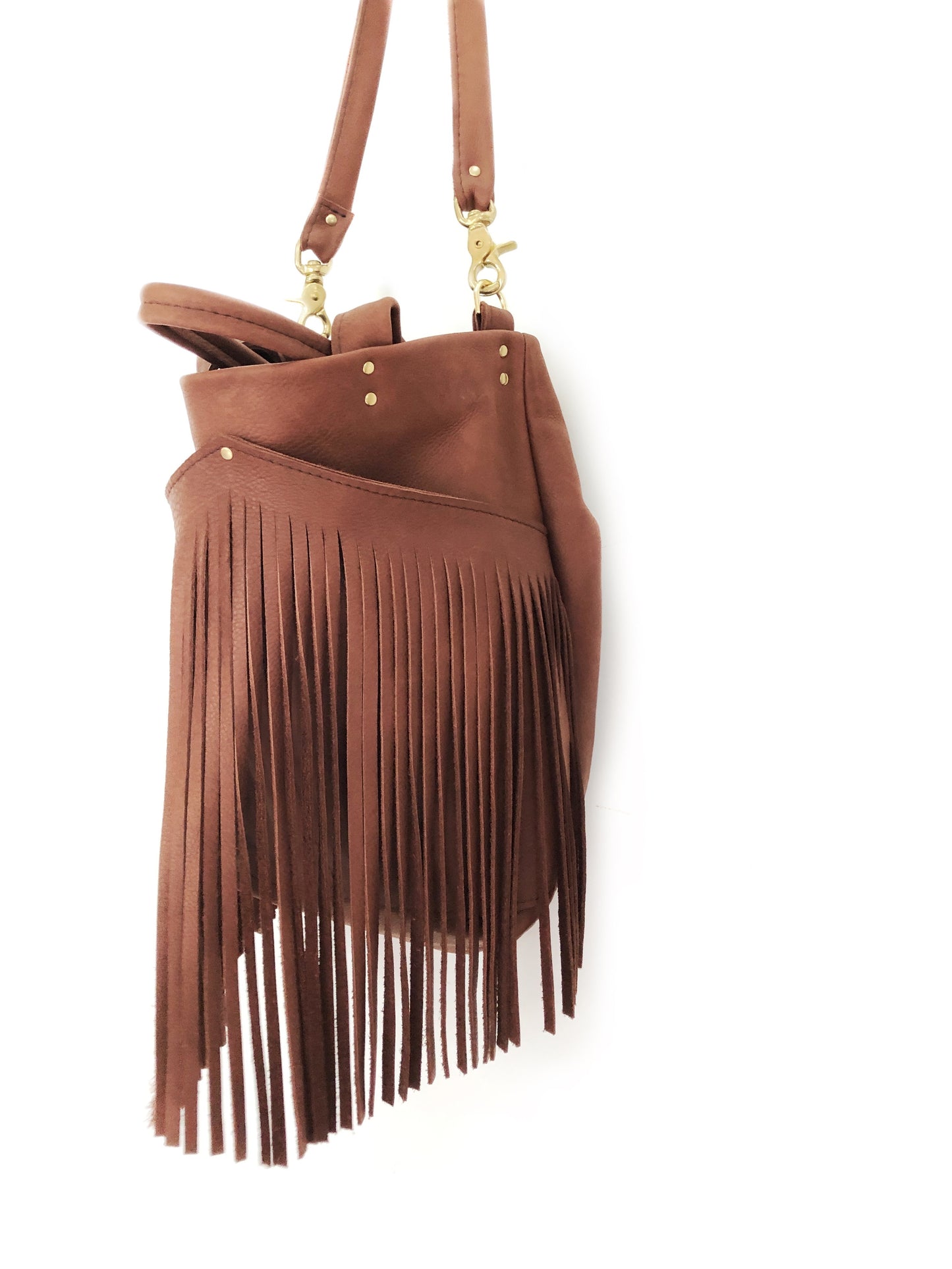 Cognac Fringe Tote Bag