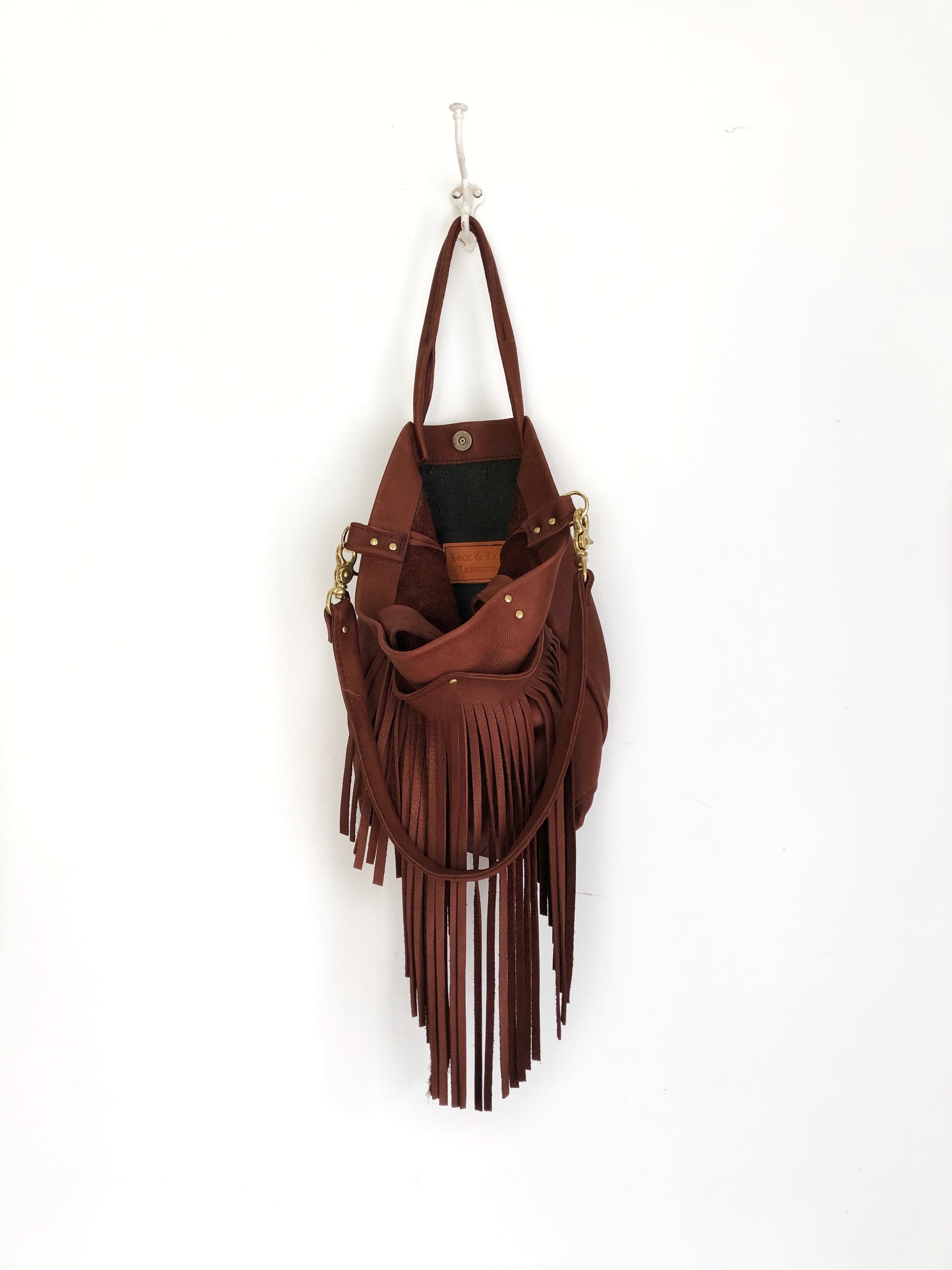 Cognac fringe tote bag